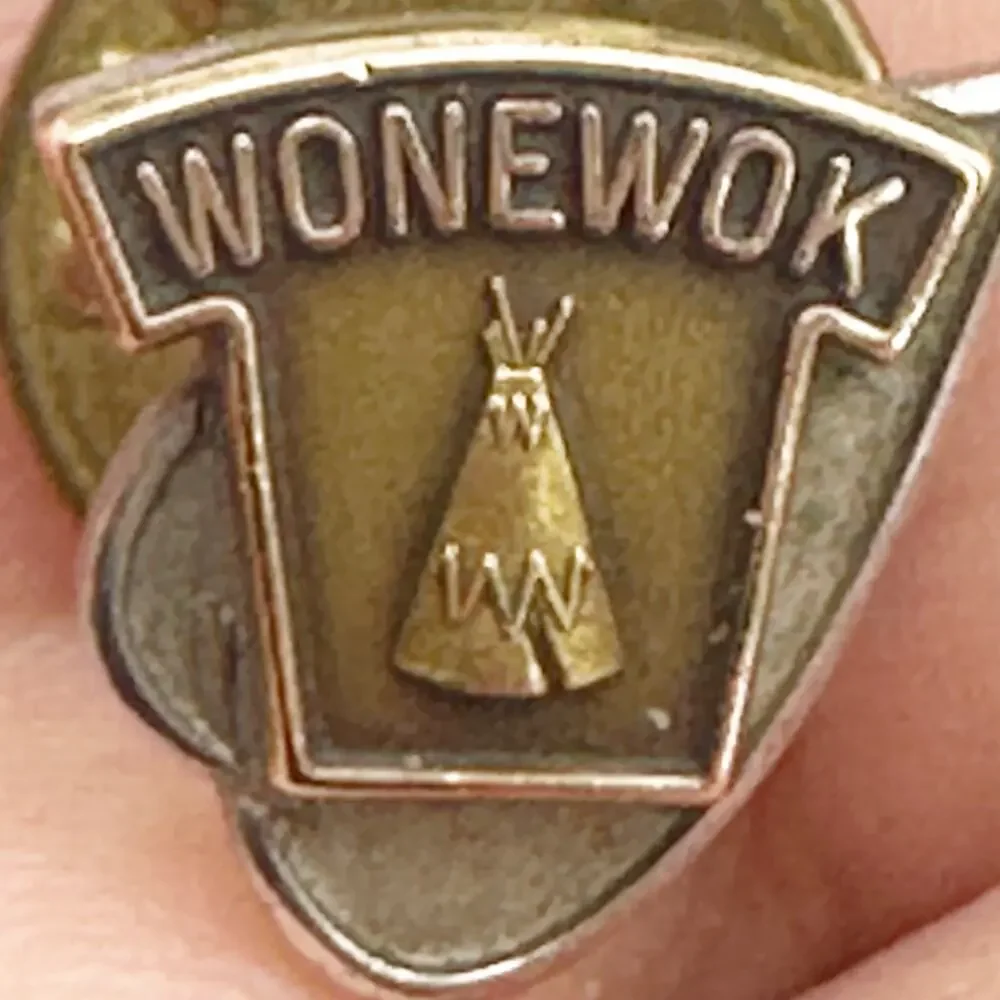 WONEWOK Sterling Silver Marked Pin Corporate Retreat Mens Tie Tack Teepee Logo
